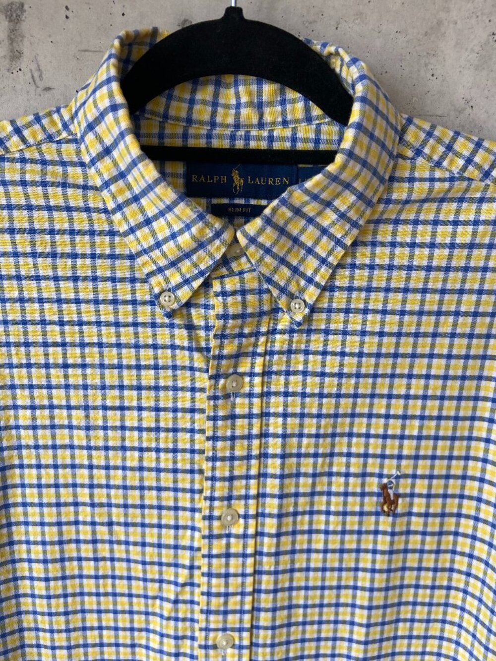 Ralph Lauren Slim Fit Yellow Blue Check Button Down Shirt